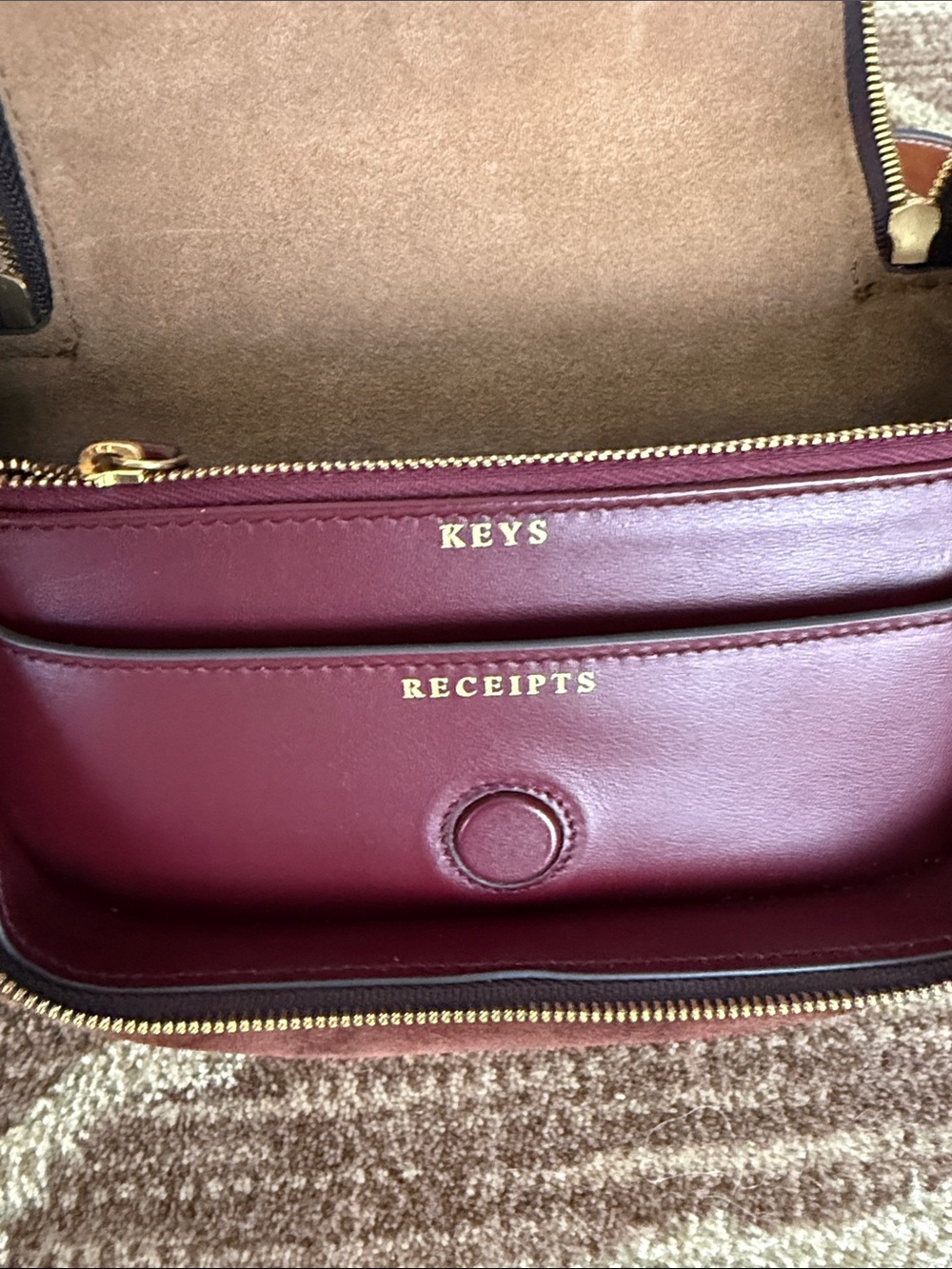 Anya Hindmarch Small Vere Crossbody in Dark Cedar Suede & Leather - Picture 8 of 12